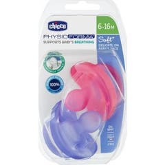 Chicco PhysioForma Soft Chupeta Rosa 6-16m 2 Unidades