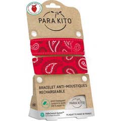 Para'Kito Pulseira Anti-Mosquito Recarregável Bandana Vermelha 4uts