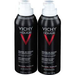 Espuma de Barbear Vichy Homme Espuma de Barbear Anti-Irritação Espuma de Barbear Lote 2 X 200Ml