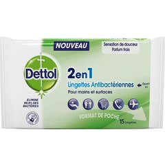 Dettol Toalhetes Antibacterianos 2 Em 1 15 pcs