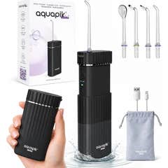 AquaPik Kit Mini Irrigador Bucal Portátil Viagens Carga Usb Preto