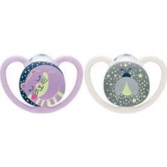Nuk Silicona Chupetes Noche 0-6M Girl 2uds