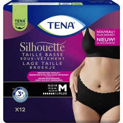 TENA Silhouette Plus Cueca Absorvente Cintura Baixa Preta M 12 unid.