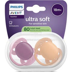 Philips Avent Ultra Soft Chupeta 18M+ Lilás Laranja 2 Unidades