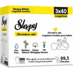 Sleepy Newborn Baby Wet Wipes Pure Water Set 3x40 Unidades