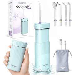 AquaPik Kit Mini Irrigador Bucal Portátil Viagens Carga Usb Azul
