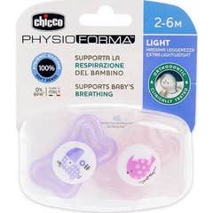 Chicco Chupete Silicona Physio Light Ortodontico Rosa 2-6 M 2 U