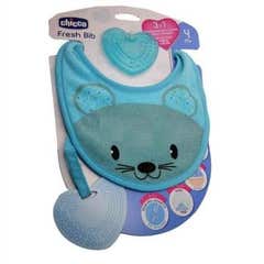 Babete e Teether 2 em 1 (azul)