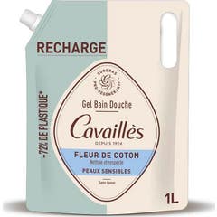 Cavaillès Gel de Banho Duche Flor de Algodão Recarga 1000 ml