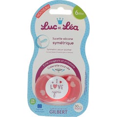 Luc et Léa Love You Sucette Anneau Silicone Symétrique +6M 1ut