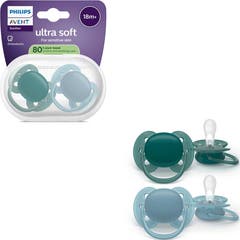 Philips Avent Ultra Soft Chupeta 18M+ Blue Green 2 Unidades