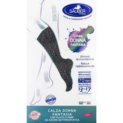 Sauber Q-skin 70D Media Righe Biscotto Negro Talla L-xL 1 Par