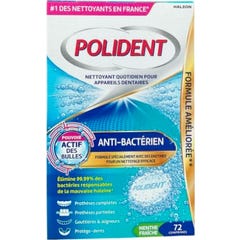 Polident Limpiador Prótesis Anti-Bacteriano Antisarro 72comp