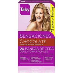 Tiras de Cera Facial Depilatória Taky Chocolate 12 +8 peças