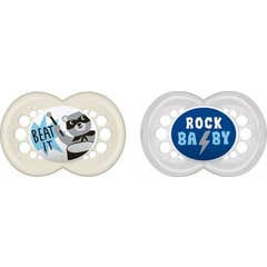 Mam Pacifier Dcor Trend a partir dos 18 meses Silicone batch de 2 chupetas em Strilization Bote Alatory Color