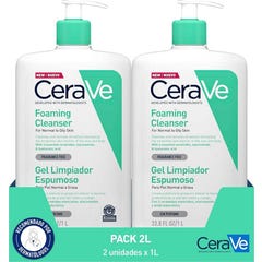 CeraVe Gel Limpiador Espumoso 2x1000ml CeraVe Gel Limpiador Espumoso 2x1000ml