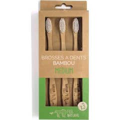 Sinta a Escova de Dente de Bambu Natural 3 Peças