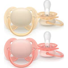 Philips Avent Ultra Soft Chupeta Eco 0-6M Rosa Laranj 2 Unidades
