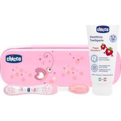 Chicco Kit Estojo Higiene Oral 12M+ Rosa