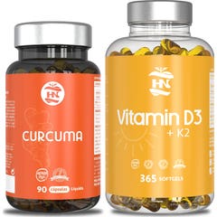 HN Pack Vitamina D3 365 caps + Curcuma 90 caps