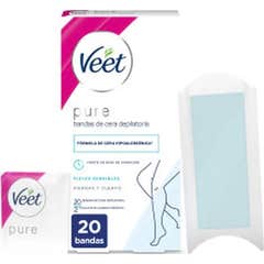Veet Pure Bandas de Cera Depilatoria Piernas y Cuerpo Piel Sensible 20uds Veet Pure Bandas de Cera Depilatoria Piernas y Cuerpo Piel Sensible 20uds
