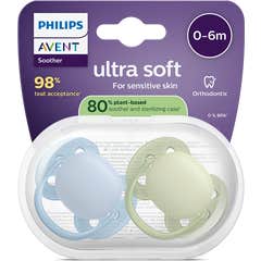 Philips Avent Ultra Soft Chupeta Eco 0-6M Green Blue 2 Unidades