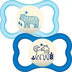 Mam Baby Pacifier Air Night Silicone Azul +6M 2uds