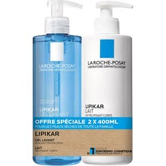 La Roche Posay Lipikar Leite 400 ml + Lipikar Gel Limpeza 400 ml