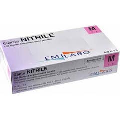 Luva Emilabo Nitrilo sem pó 8/9 Tamanho L 100uts