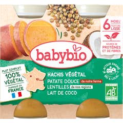 BabyBio Hachis Vegetal Batata Doce Lentilhas Leite Coco 6M+ 2x200 g