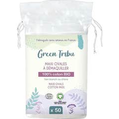 Green Tribu Maxi Ovalados Desmaquilhantes de Algodão Bio 50 unid.