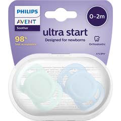 Philips Avent Ultra Start Chupeta Silicone Verde Azul 2 Unidades