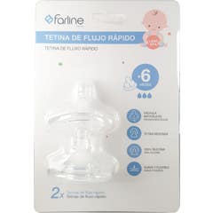 Farline Bebé Tetina Fluxo Rápido +6 Meses 2 unid.