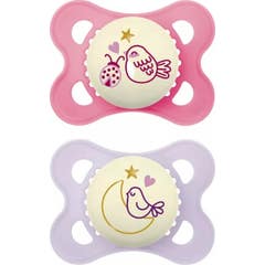 Mam Original Pure Noite Chupeta Silico Rosa/Roxo 2-6M 2 Unidades