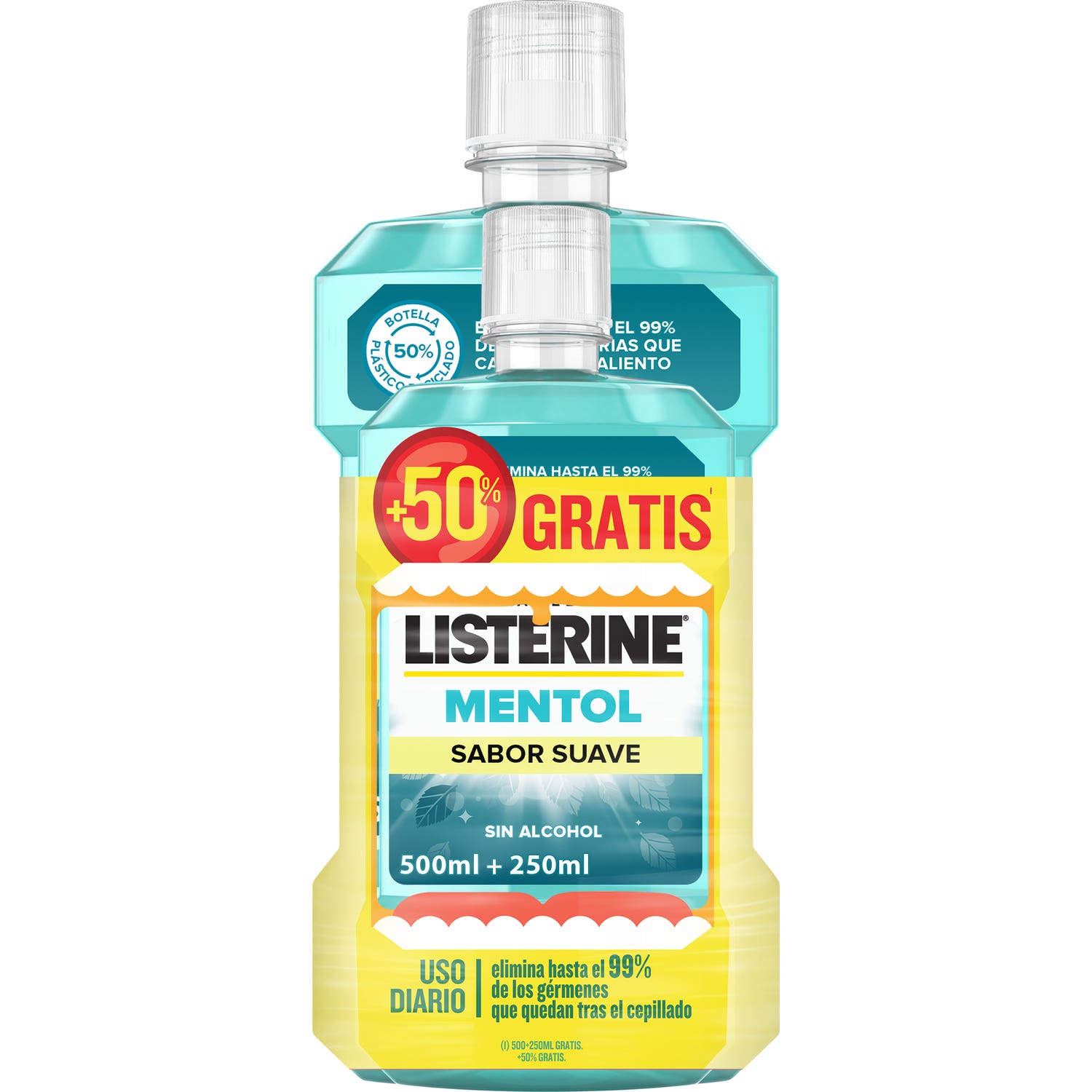 Listerine Mentol Sabor Suave 500+250Ml-image