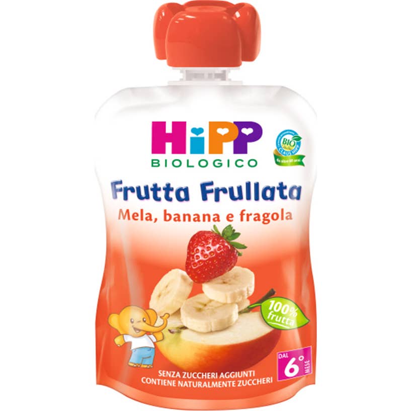 HiPP Bio Puré Fruta Manzana Banana Fresa 90 G-image