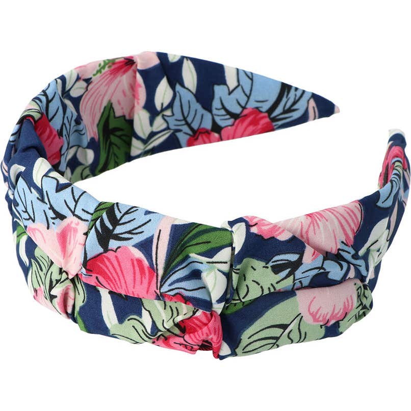 Inca Diadema Tecido Floral com Fundo Azul 1 Unidade