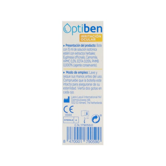 Optiben Olhos Irritados Sterile Dry Eyes 15ml Bottle