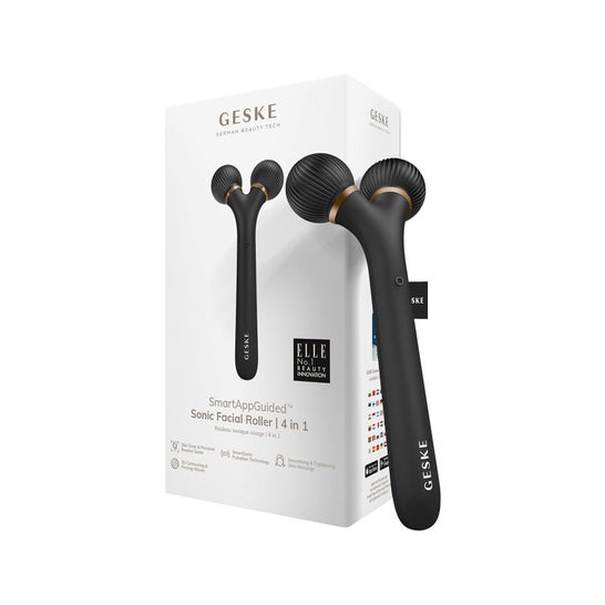 Geske SmartAppGuided Sonic Facial Roller 4 In 1 Black Gold 1 Unidade