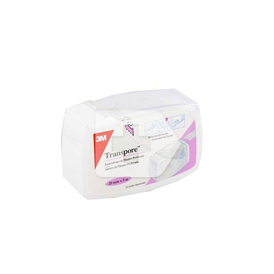 Transpore Emplastro plástico microperfurado 5mx2.5cm
