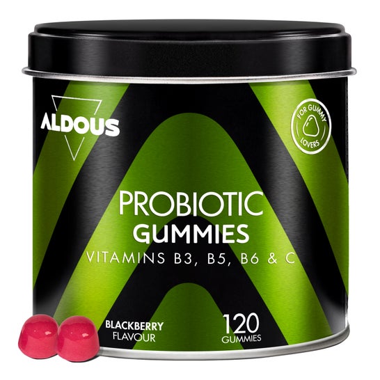Aldous Labs Probióticos con Vitaminas Sabor Mora 120 gummies