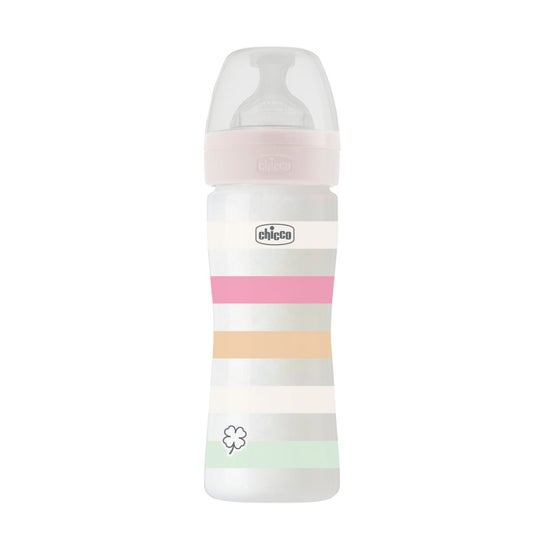 Chicco Well Being Biberão Fluxo Médio Rosa Branco 250ml Chicco Well Being Biberão Fluxo Médio Rosa Branco 250ml