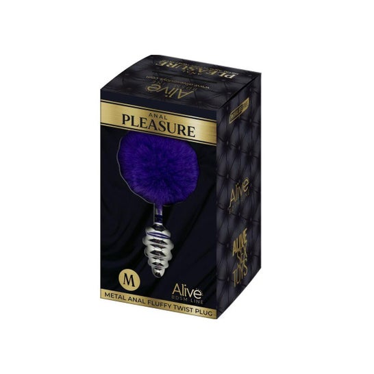 Alive Anal Pleasure Plug Espiral Metal Pompom Roxo M 1 Unidade