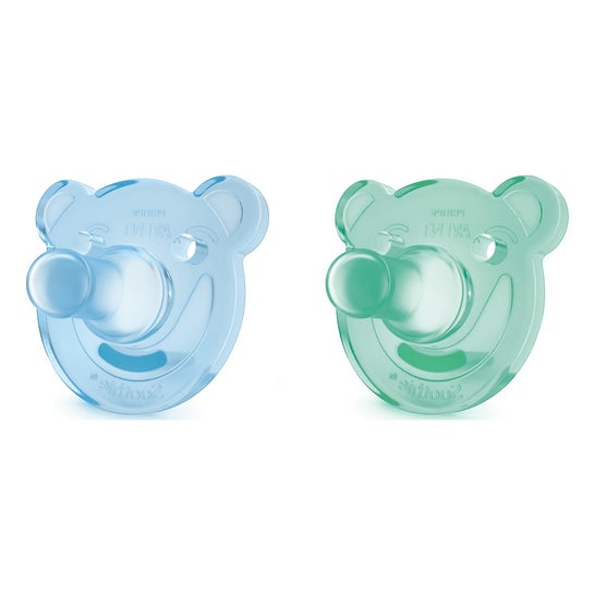 Avent chupeta soothie todo o silicone azul-verde 0-3 meses
