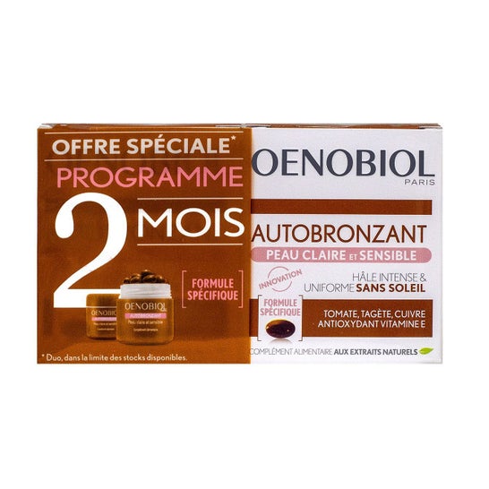 Oenobiol Autobronzant Peau Claire et Sensible 2x30caps OENOBIOL, 30caps (Código PF )