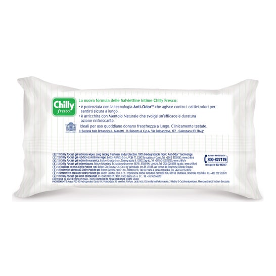 Toalhetes refrescantes Chilly ™ Pocket 12uds