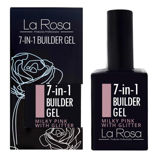 La Rosa Builder Gel 7 In 1 Rosa Leitoso com Glitter 15 ml