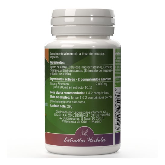 Ginseng Siberiano Naturbite 1.000mg 60tab