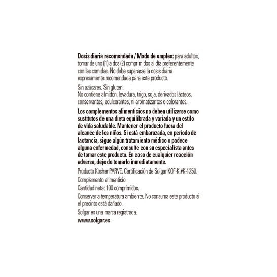 Solgar Selénio 100mg 100mg 100 comprimidos