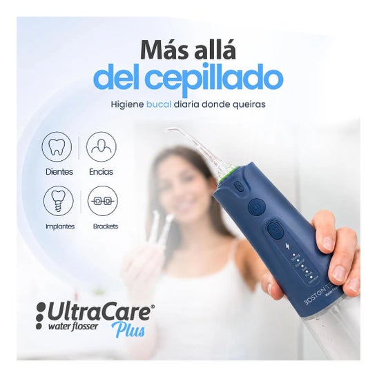 Irrigador Dental Portátil Aquapik UltraCare Plus 8 Pontas 5 Modos 300 ml (Azul)